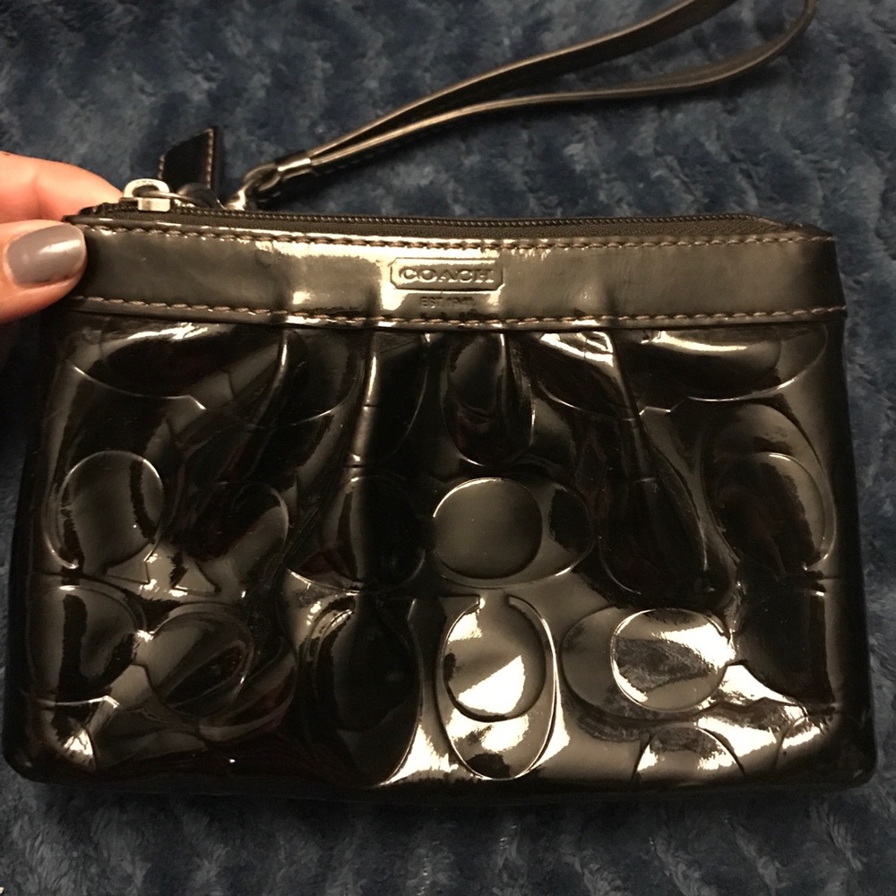 Patent leather coach wristlet